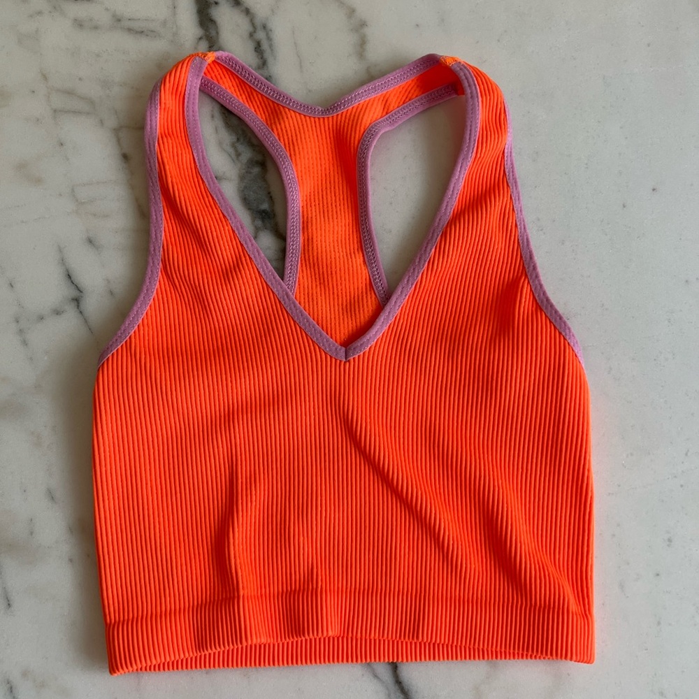 FP Movement by Free People Orange Purple V Neck Racer Sports Bra